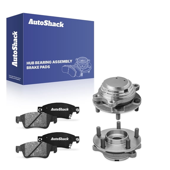 AutoShack Front Ceramic Brake Pads & Hub Bearing Assemblies for INFINITI, G37 2008-2013 G35 2007-2008 Q60 2014-2015, RWD V6 3.5L 3.7L - 5-Lug, with ABS