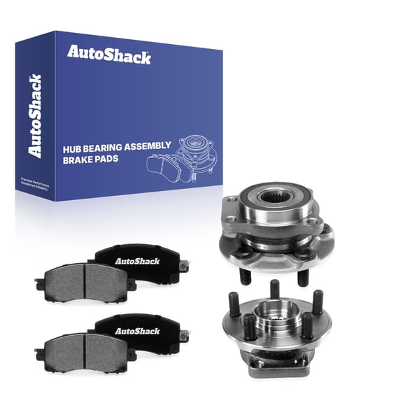 AutoShack Front Ceramic Brake Pads & Hub Bearing Assemblies for Subaru, Crosstrek 2018-2021 Impreza 2017-2023, AWD H4 2.0L 2.5L - 5-Lug, with ABS