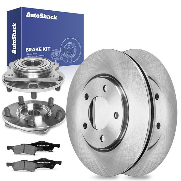 AutoShack Front Vented Brake Rotors + Ceramic Pads + Hub Bearing Assembly 8-PC Brake Kit Replacement for 2001-2007 Dodge Grand Caravan 2001-2007 Chrysler Town & Country 11.06" (280.9 mm)
