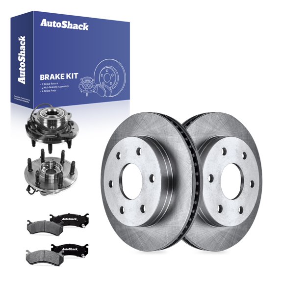AutoShack Front Vented Brake Rotors + Ceramic Pads + Hub Bearing Assembly 8-PC Brake Kit Replacement for 2007 GMC Sierra 1500 Classic 2003-2008 Chevrolet Express 1500 11.99" (304.6 mm)
