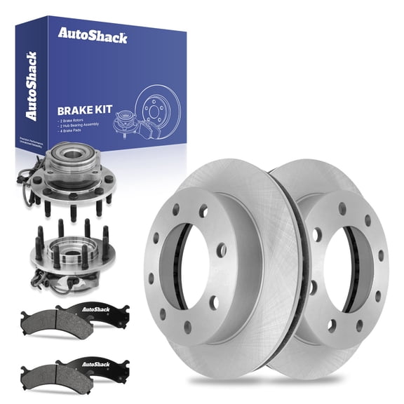 AutoShack Front Brake Rotors Ceramic Brake Pads Wheel Bearing Hub Assembly | Replacement for Chevrolet Silverado 1500 HD Classic GMC Sierra 1500 HD Classic 2003-2007 Hummer H2 | 8-PC Brake Kit