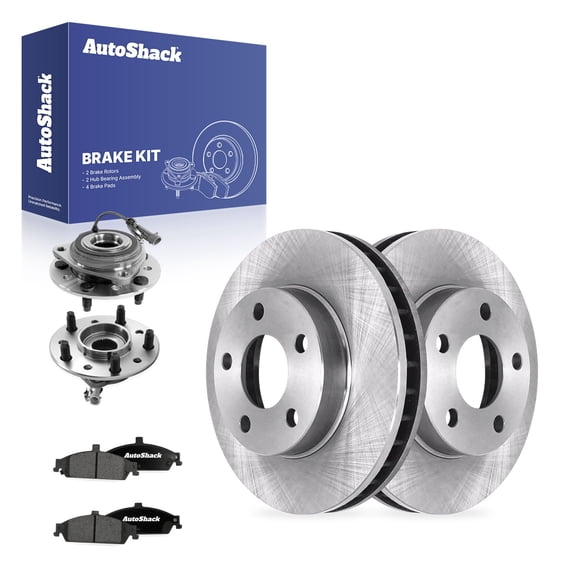 AutoShack Front Brake Rotors, Ceramic Pads & Hub Bearing Assemblies for Chevrolet & Pontiac, Malibu 1997-2003 Grand Am 1999-2005, FWD L4 2.2L 2.4L V6 3.1L 3.4L - 10.94" (278 mm), 5-Lug