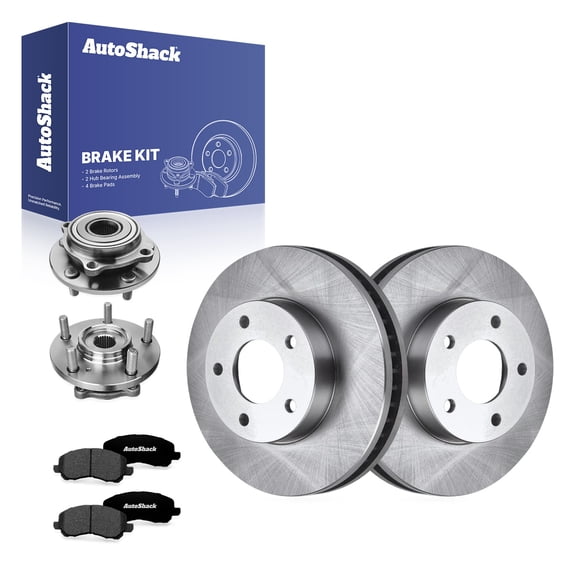 AutoShack Front Brake Rotors, Premium Pads & Hub Bearing Assemblies for Mitsubishi, Galant 2010-2012, FWD L4 2.4L - 10.87" (276 mm), 5-Lug