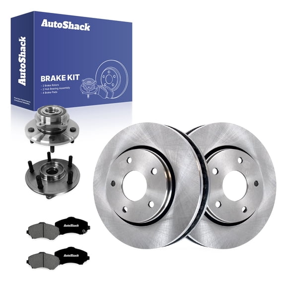 AutoShack Front Vented Brake Rotors + Premium Ceramic Pads + Hub Bearing Assembly 8-PC Brake Kit Replacement for 2009-2013 Dodge Journey 11.89" (302 mm)
