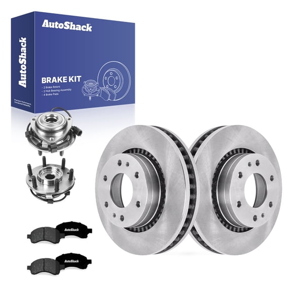 AutoShack Front Brake Rotors, Premium Pads & Hub Bearing Assemblies for Chevrolet, GMC & Buick, Trailblazer 2006-2009 Envoy 2006-2009 Rainier 2006-2007, AWD RWD 4WD L6 4.2L - 11.88" (301.8 mm), 6-Lug