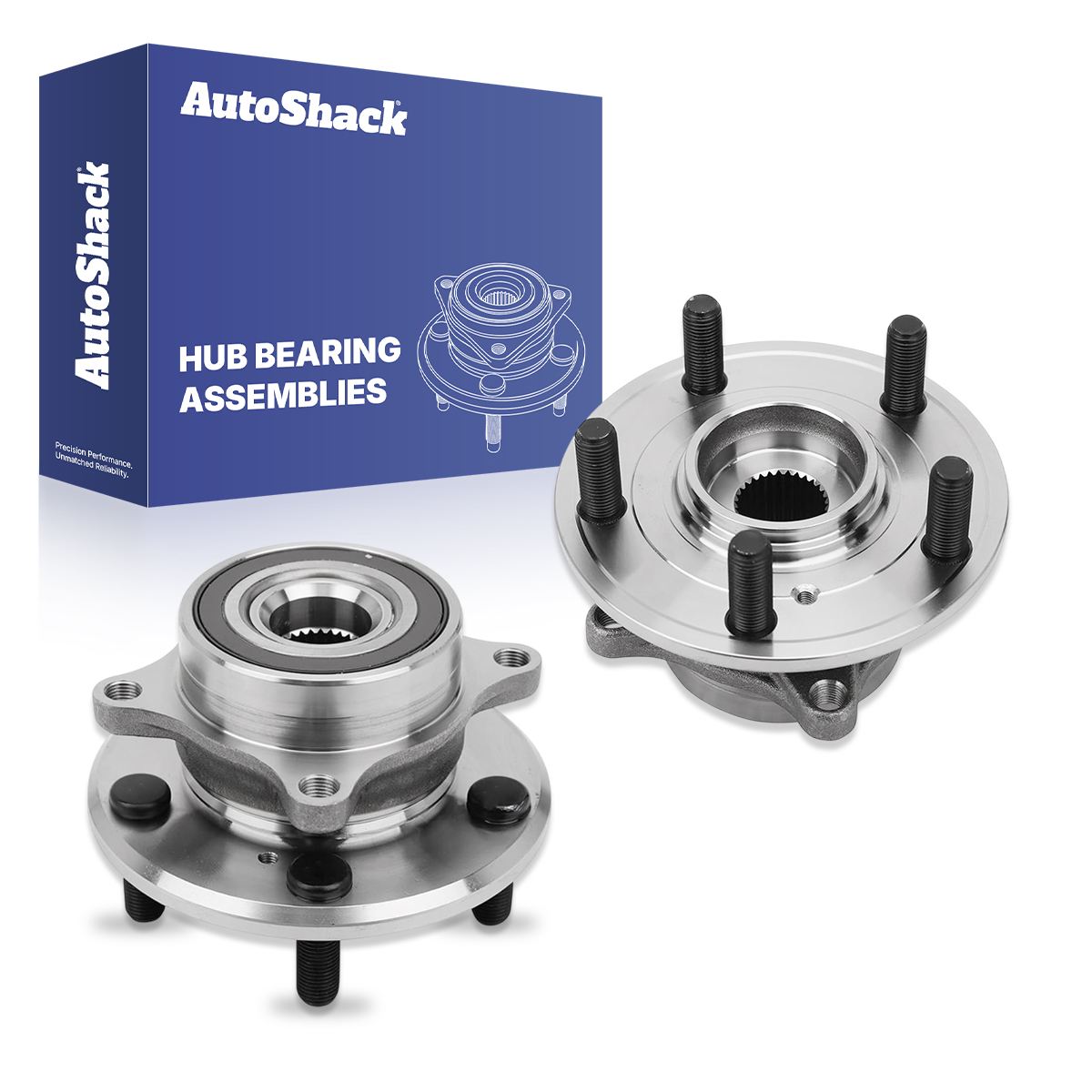 AutoShack Front Wheel Hub Bearing Assemblies - Driver and Passenger Side for Honda, Odyssey 2011-2017, FWD V6 3.5L - 5-Lug, With ABS