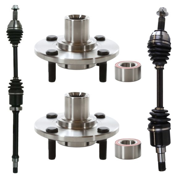 AutoShack Front CV Axle Shaft Wheel Hub Bearing Repair Kit for Ford, Focus 2000-2011, FWD L4 2.0L 2.3L - Driver and Passenger Side - Without ABS, 4-Lug