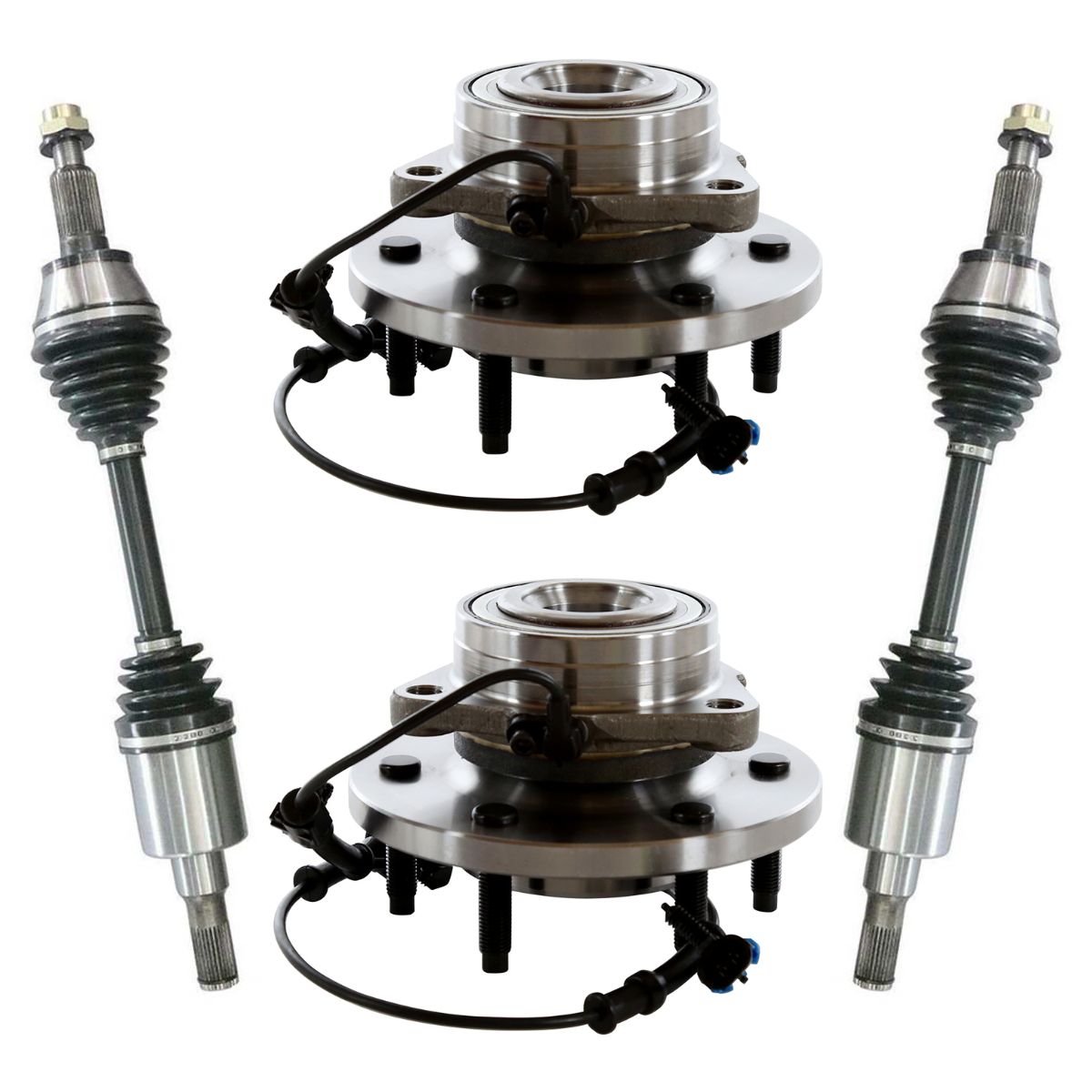 AM Autoparts 4-Piece Front CV Axle & Wheel Hub Bearing Kit For Honda Civic 2006-2011