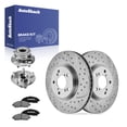 thumbnail image 1 of AutoShack Front Vented Drilled & Slotted Silver Zinc Coated Brake Rotors + Ceramic Pads + Hub Bearing Assembly 8-PC Brake Kit Replacement for 2009-2015 Honda Pilot SilverShield Pro 12.98" (329.8 mm), 1 of 5