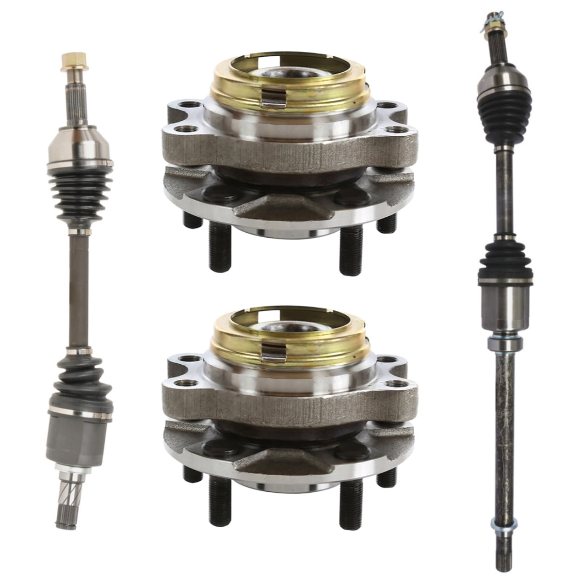 AutoShack Front CV Axle Shaft Wheel Hub Bearing Assembly for Nissan, Altima 2007-2012, FWD L4 2.5L - Driver and Passenger Side - With ABS, 5-Lug