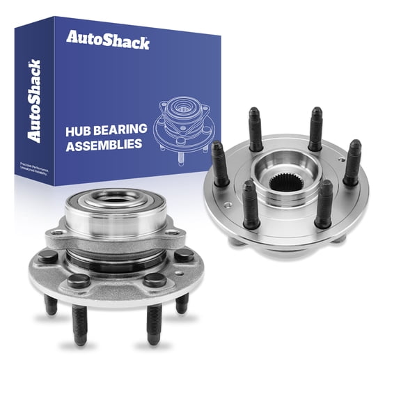 AutoShack Front Wheel Hub Bearing Assemblies - Driver and Passenger Side for Chevrolet, Silverado 1500 2019-2022, 4WD L4 2.7L L6 3.0L V6 4.3L V8 5.3L 6.2L - 6-Lug, With ABS