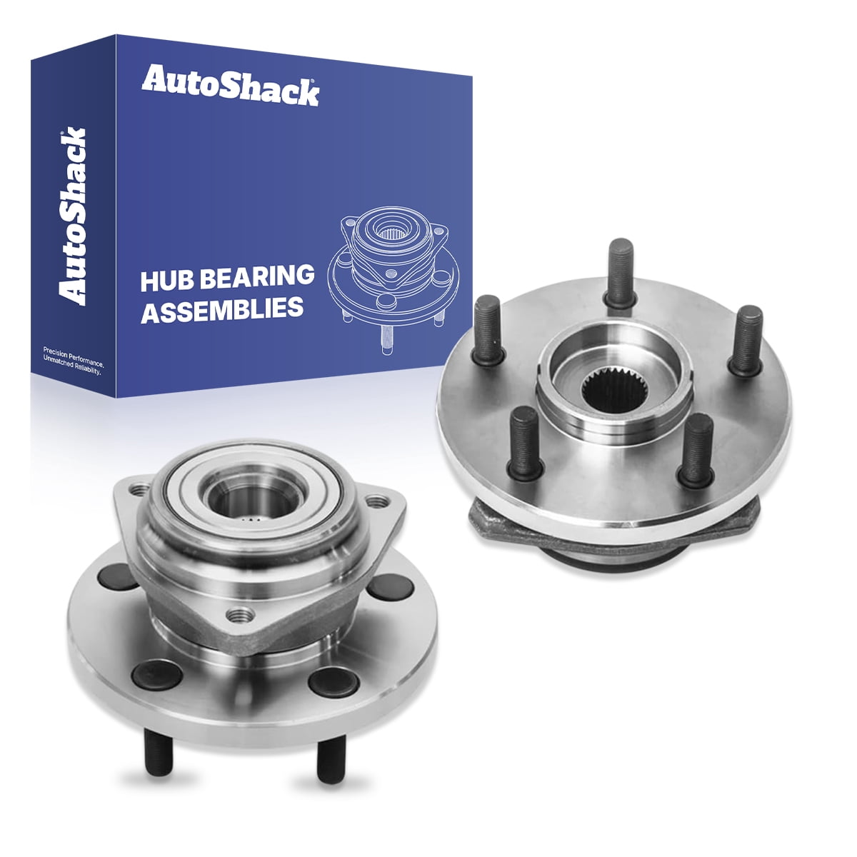 AutoShack Front Wheel Hub Bearing Assemblies - Driver and Passenger Side for Jeep, Grand Cherokee 1999-2004, AWD RWD 4WD L6 4.0L V8 4.7L - 5-Lug, Without ABS