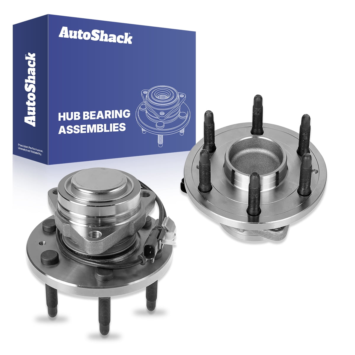 AutoShack Front Wheel Hub Bearing Assemblies - Driver and Passenger Side for Chevrolet & GMC, Silverado 1500 2014-2018 Sierra 1500 2014-2018, RWD V6 4.3L V8 5.3L 6.2L - 6-Lug, With ABS