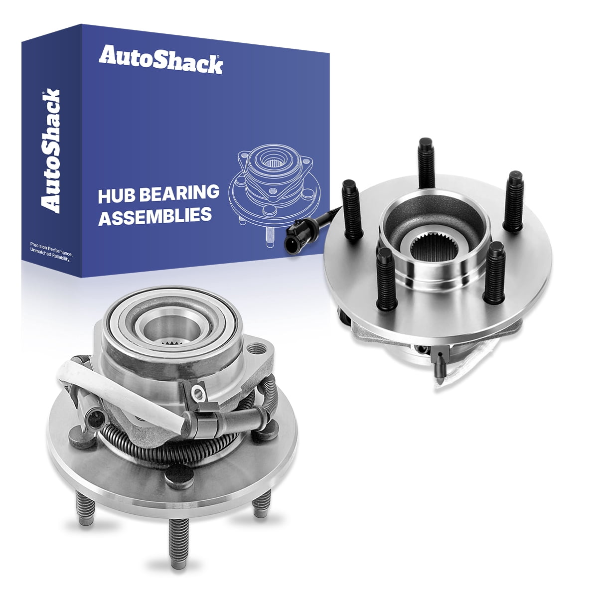 AutoShack Front Wheel Hub Bearing Assemblies - Driver and Passenger Side for Ford, F-150 2000-2004 F-150 Heritage 2004, 4WD V6 4.2L V8 4.6L 5.4L - 5-Lug, With ABS