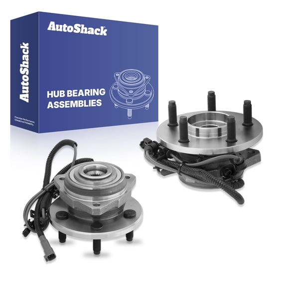 AutoShack Front Wheel Hub Bearing Assemblies - Driver and Passenger Side for Jeep, Liberty 2002-2007, 4WD RWD L4 2.4L 2.8L V6 3.7L - 5-Lug, With ABS