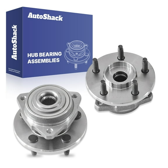 AutoShack Front Wheel Hub Bearing Assemblies - Driver and Passenger Side for Jeep, Liberty 2002-2005, 4WD RWD L4 2.4L 2.8L V6 3.7L - 5-Lug, Without ABS