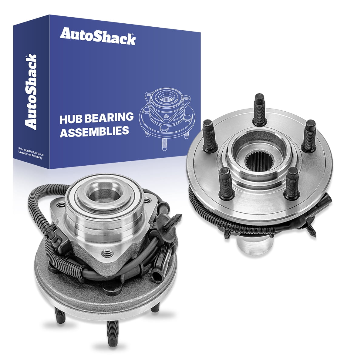 AutoShack Front Wheel Hub Bearing Assemblies - Driver and Passenger Side for Ford & Mercury, Explorer 2002-2005 Mountaineer 2002-2005, 4WD RWD AWD V6 4.0L V8 4.6L - 5-Lug, With ABS