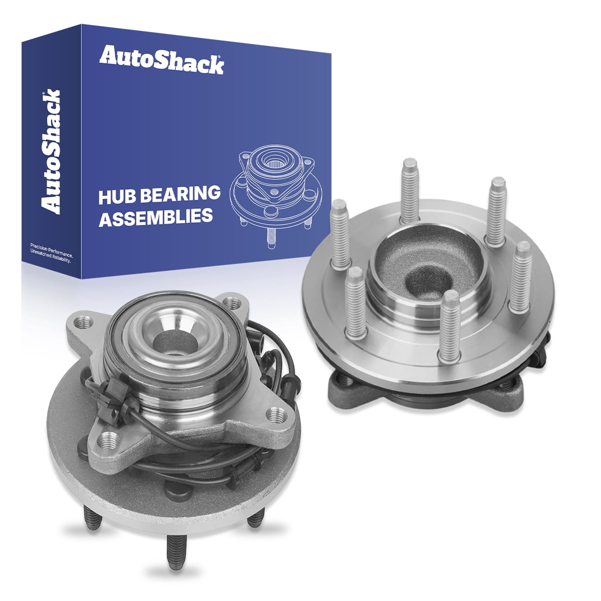 AutoShack Front Wheel Hub Bearing Assemblies - Driver and Passenger Side for Ford & Lincoln, Expedition 2002-2006 Navigator 2002-2006, RWD V8 4.6L 5.4L - 6-Lug, With ABS