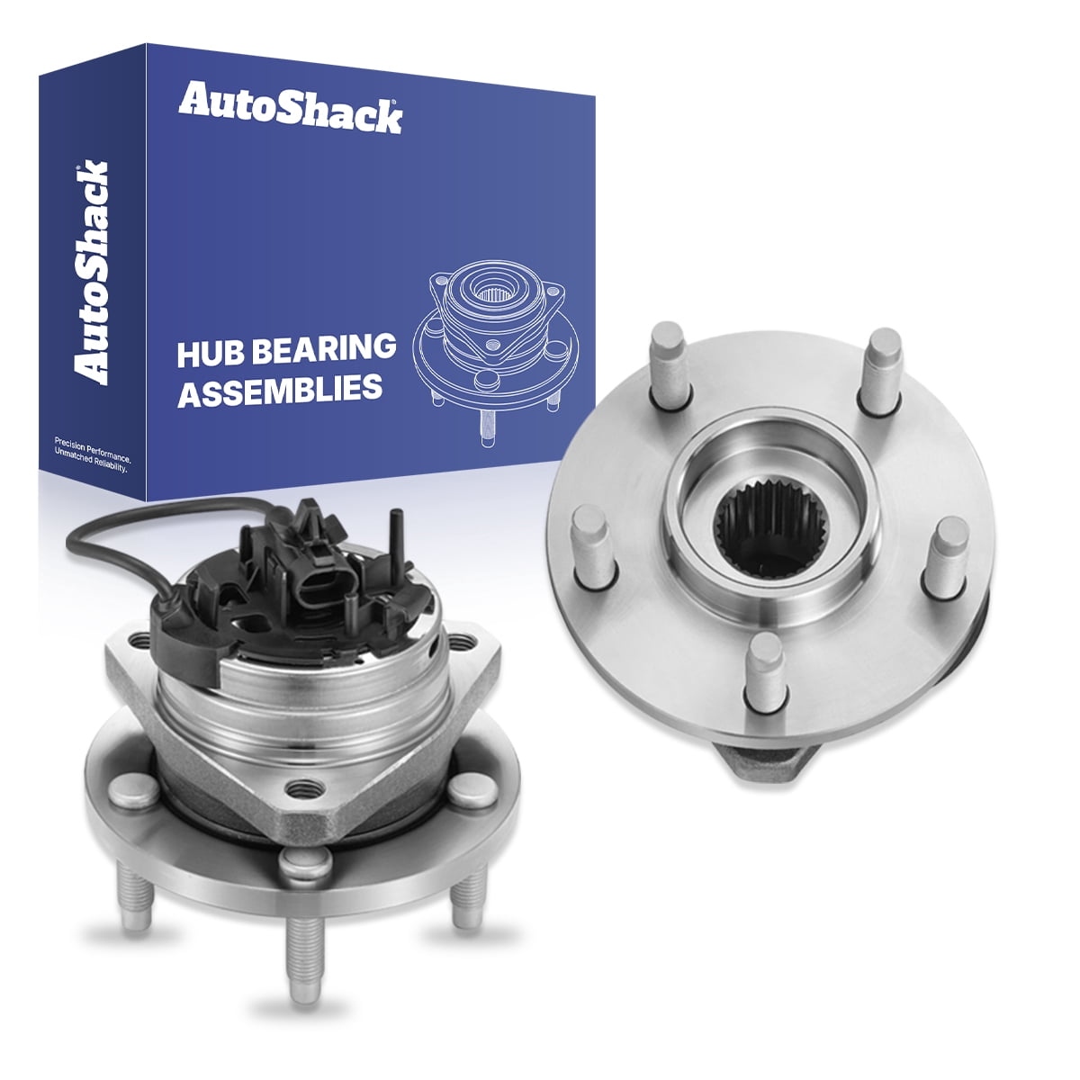 AutoShack Front Wheel Hub Bearing Assemblies - Driver and Passenger Side for Chevrolet & Pontiac, Malibu 2004-2012 G6 2005-2010, FWD L4 2.2L 2.4L V6 3.5L 3.6L 3.9L - 5-Lug, With ABS