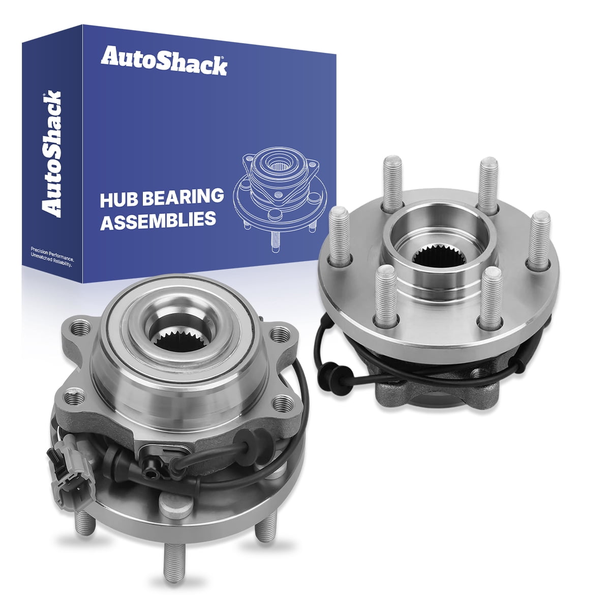AutoShack Front Wheel Hub Bearing Assemblies - Driver and Passenger Side for Nissan, Frontier 2005-2025 Xterra 2005-2015 Pathfinder 2005-2012, 4WD L4 2.5L V6 3.8L 4.0L V8 5.6L - 6-Lug, With ABS