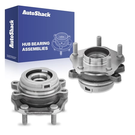 AutoShack Front Wheel Hub Bearing Assemblies - Driver and Passenger Side for Nissan, Altima 2007-2012, FWD L4 2.5L - 5-Lug, With ABS