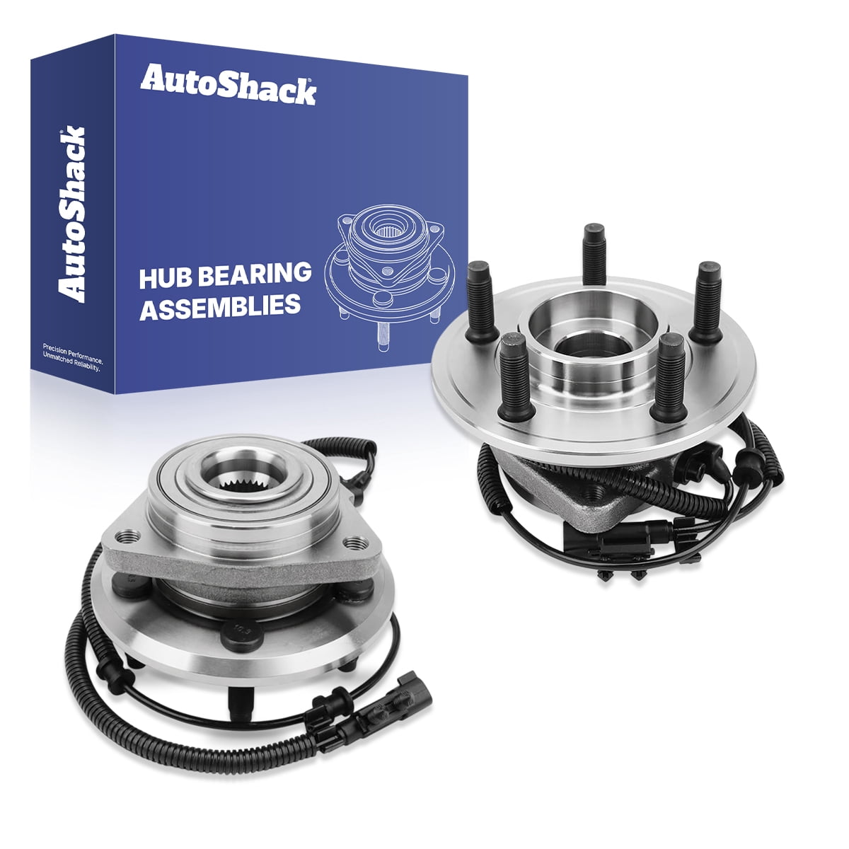 AutoShack Front Wheel Hub Bearing Assemblies - Driver and Passenger Side for Jeep & Dodge, Liberty 2008-2012 Nitro 2007-2011, 4WD RWD V6 3.7L 4.0L - 5-Lug, With ABS