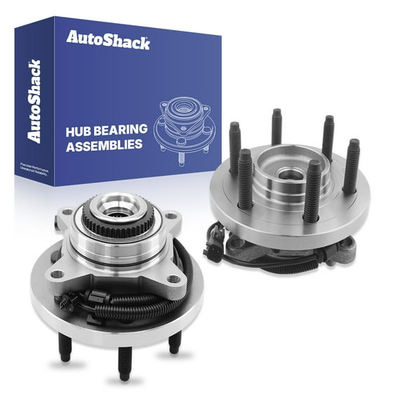 AutoShack Front Wheel Hub Bearing Assemblies - Driver and Passenger Side for Ford, F-150 2010-2014 Expedition 2011-2014, 4WD AWD V6 3.5L 3.7L V8 5.0L 5.4L 6.2L - 6-Lug, With ABS