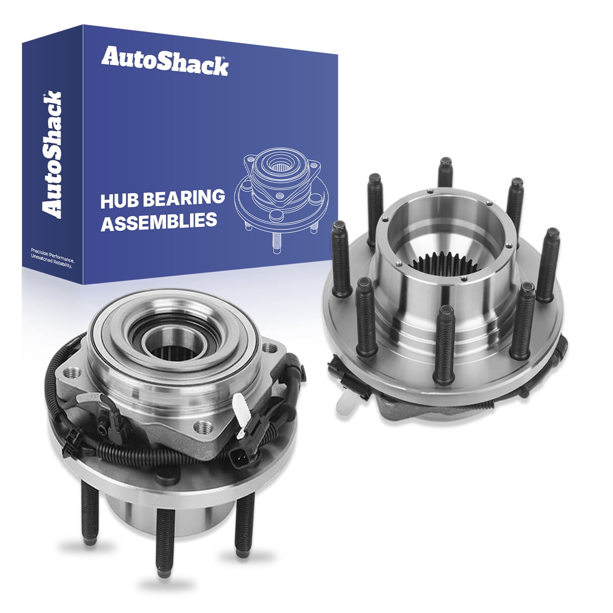 AutoShack Front Wheel Hub Bearing Assemblies - Driver and Passenger Side for Ford, F-250 Super Duty 2011-2016 F-350 Super Duty 2011-2016, 4WD V8 6.2L 6.7L - 8-Lug, With ABS