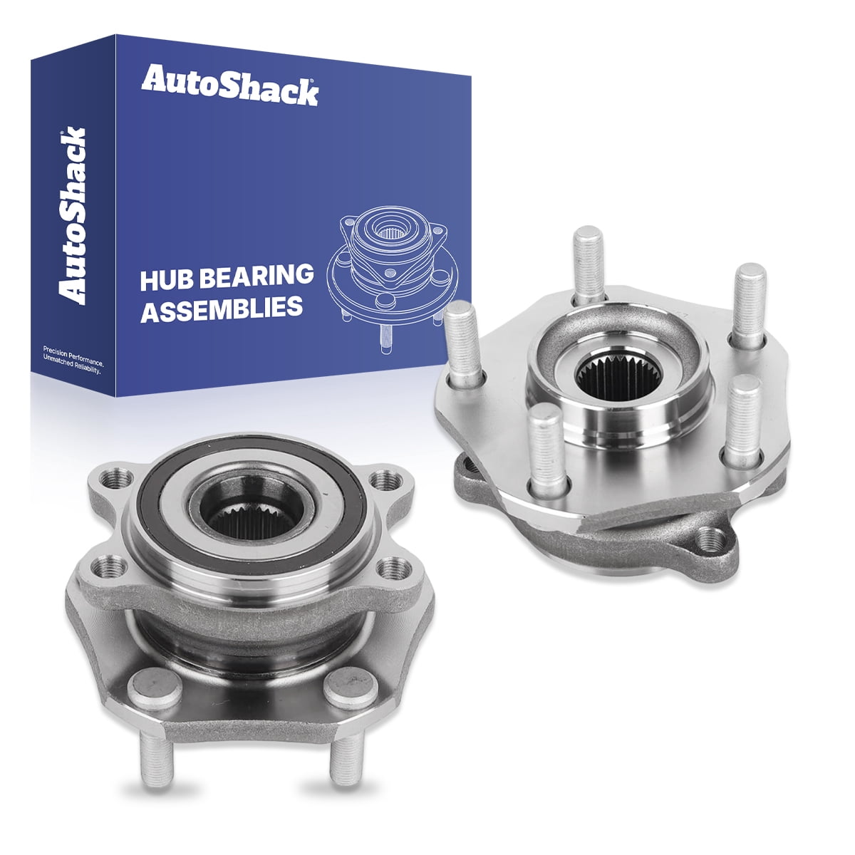 AutoShack Front Wheel Hub Bearing Assemblies - Driver and Passenger Side for Nissan, Rogue 2014-2023 Rogue Sport 2017-2022 Qashqai 2017-2018, AWD FWD L3 1.5L L4 2.0L 2.5L - 5-Lug, With ABS