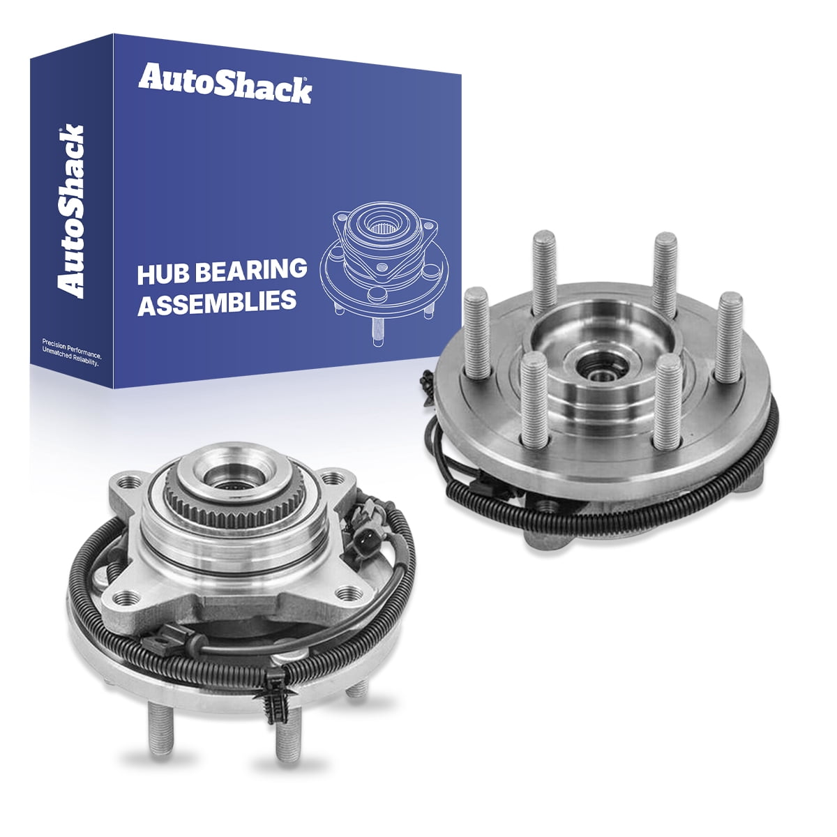 AutoShack Front Wheel Hub Bearing Assemblies - Driver and Passenger Side for Ford, F-150 2015-2017, 4WD V6 2.7L 3.5L V8 5.0L - 6-Lug, With ABS