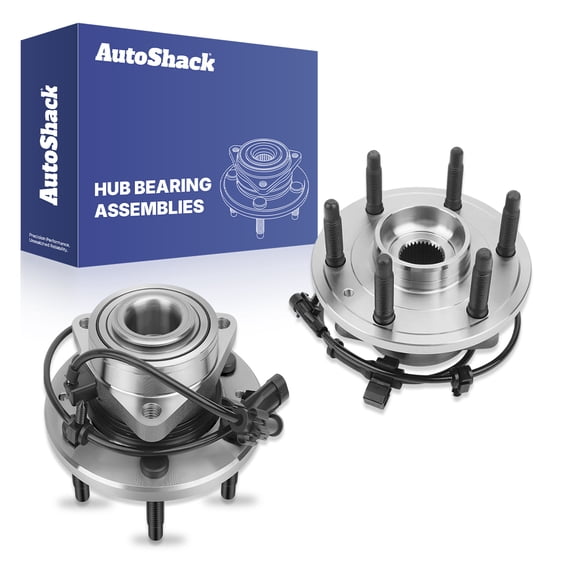 AutoShack Front Wheel Hub Bearing Assemblies - Driver and Passenger Side for Chevrolet & GMC, Silverado 1500 1999-2006 Sierra 1500 1999-2006, 4WD AWD V6 4.3L V8 4.8L 5.3L 6.0L - 6-Lug, With ABS