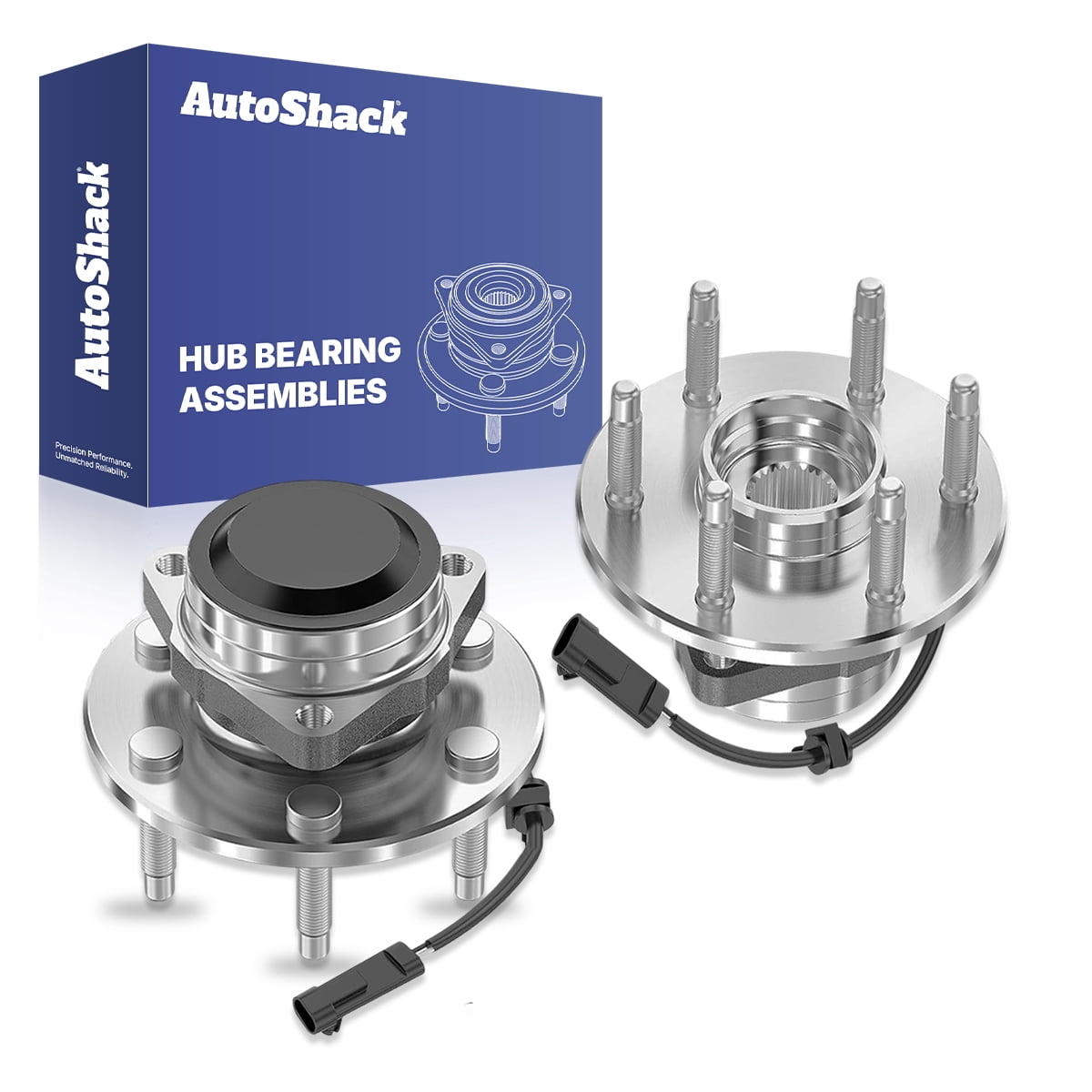AutoShack Front Wheel Hub Bearing Assemblies - Driver and Passenger Side for Chevrolet & GMC, Silverado 1500 1999-2006 Sierra 1500 1999-2006, RWD V6 4.3L V8 4.8L 5.3L 6.0L - 6-Lug, With ABS