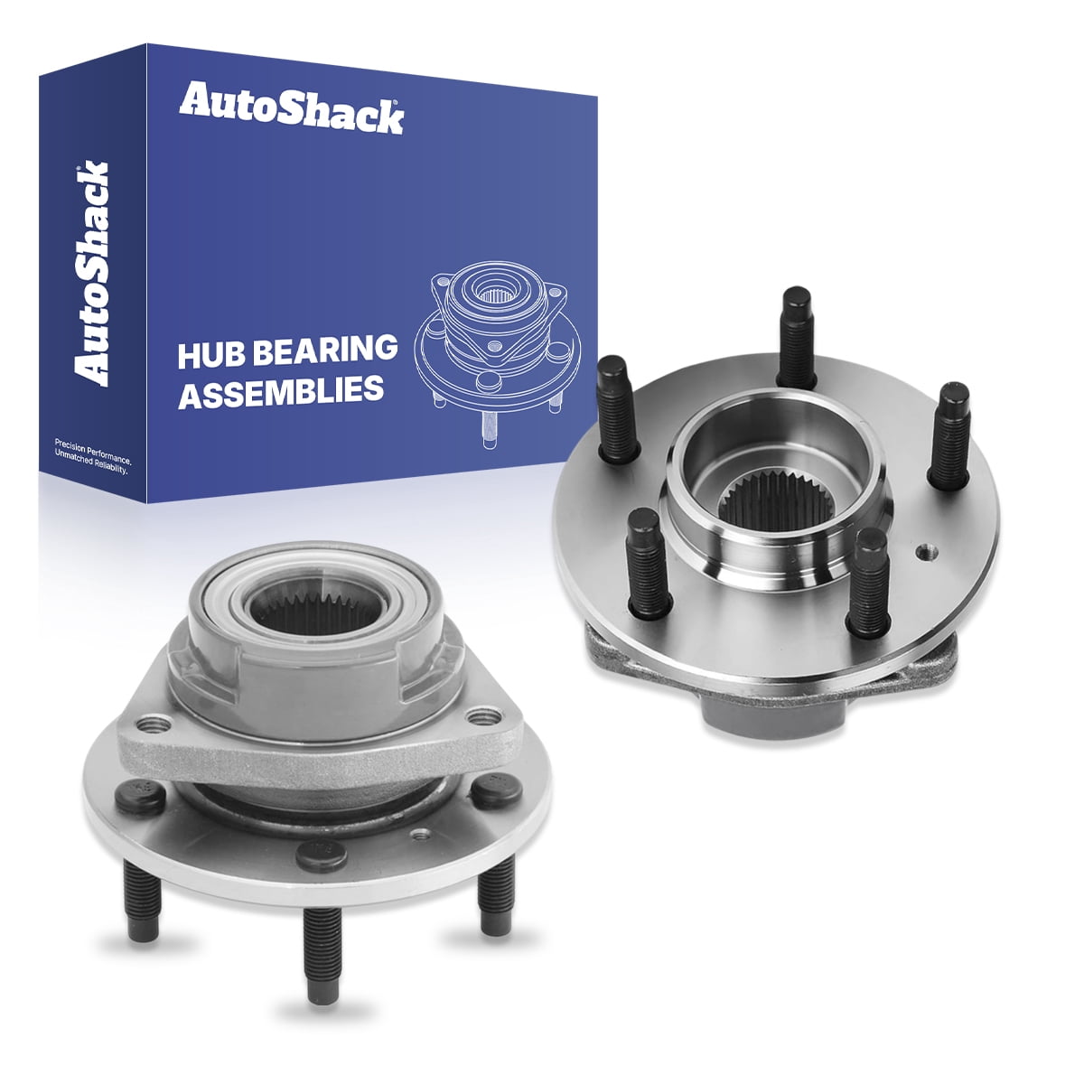AutoShack Front Wheel Hub Bearing Assemblies - Driver and Passenger Side for Chevrolet & Pontiac, Impala 2000-2008 Grand Prix 2003-2008, FWD V6 3.1L 3.4L 3.5L 3.8L 3.9L - 5-Lug, Without ABS