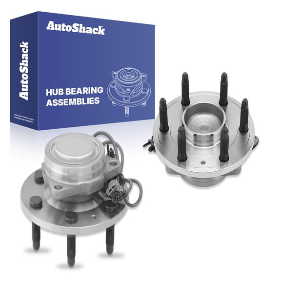 AutoShack Front Wheel Hub Bearing Assemblies - Driver and Passenger Side for Chevrolet & GMC, Silverado 1500 2007-2013 Sierra 1500 2007-2013, RWD V6 4.3L V8 4.8L 5.3L 6.0L 6.2L - 6-Lug, With ABS