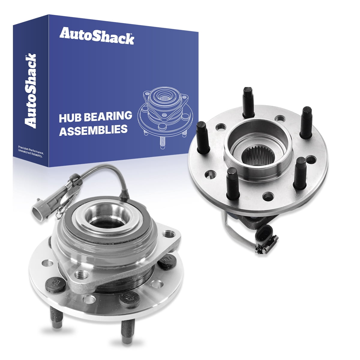 AutoShack Front Wheel Hub Bearing Assemblies - Driver and Passenger Side for Chevrolet & Pontiac, Malibu 1997-2003 Grand Am 1999-2005, FWD L4 2.2L 2.4L V6 3.1L 3.4L - 5-Lug, With ABS