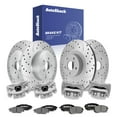 thumbnail image 1 of AutoShack Front Vented & Rear Solid Drilled & Slotted Silver Zinc Coated Brake Rotors + Ceramic Pads + Calipers 16-PC Brake Kit Replacement for 2009-2010 Subaru Forester SilverShield Pro, 1 of 5