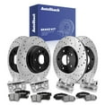 thumbnail image 1 of AutoShack Front Vented & Rear Solid Drilled & Slotted E-Coated Brake Rotors + Ceramic Pads + Calipers 16-PC Brake Kit Replacement for 2004-2008 Acura TL ShadowGuard, 1 of 5