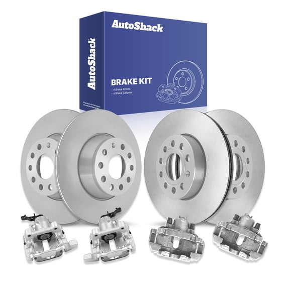 AutoShack Front & Rear Brake Rotors & Calipers for Volkswagen, Jetta 2005-2009 Golf 2010, FWD L4 1.9L 2.0L L5 2.5L