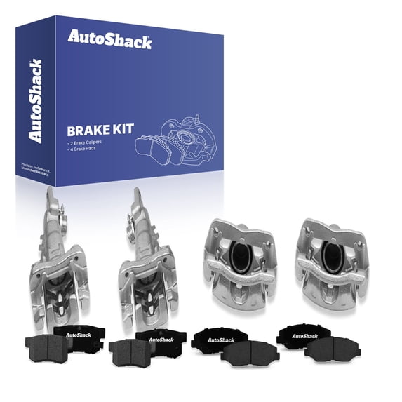 AutoShack Front & Rear Brake Calipers & Ceramic Brake Pads for Honda, Accord 2003-2007, FWD L4 2.4L