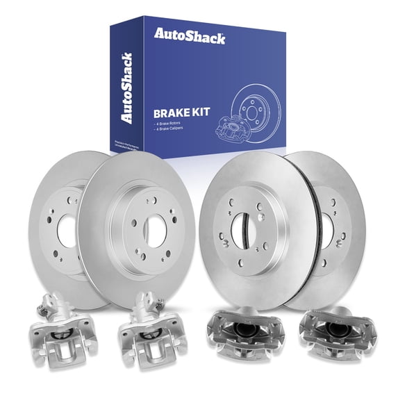 AutoShack Front & Rear Brake Rotors & Calipers for Honda, Civic 2015, FWD L4 2.4L