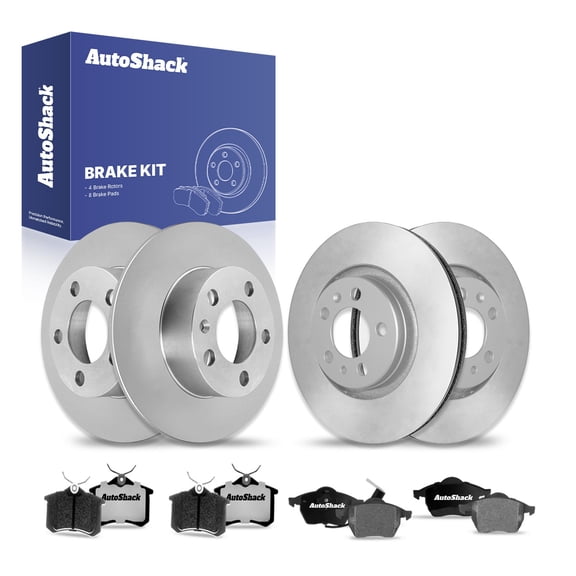 AutoShack Front & Rear Brake Rotors & Ceramic Pads for Volkswagen, Golf 1999, 2001, FWD L4 1.8L V6 2.8L