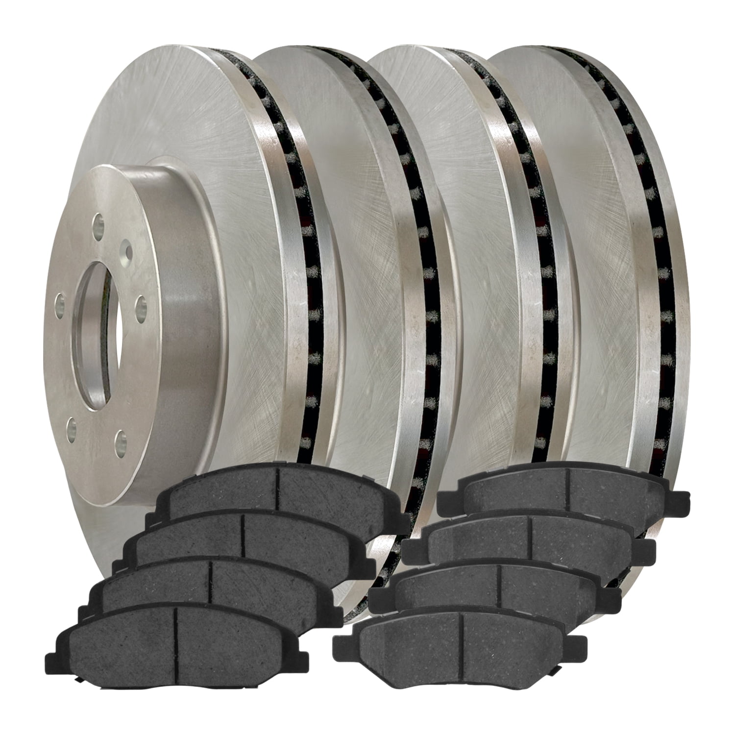 AutoShack Front & Rear Brake Rotors Premium Ceramic Brake Pads | Replacement For 2014 Cadillac CTS 3.0L 3.6L V6 AWD RWD | 12-PC Brake Kit