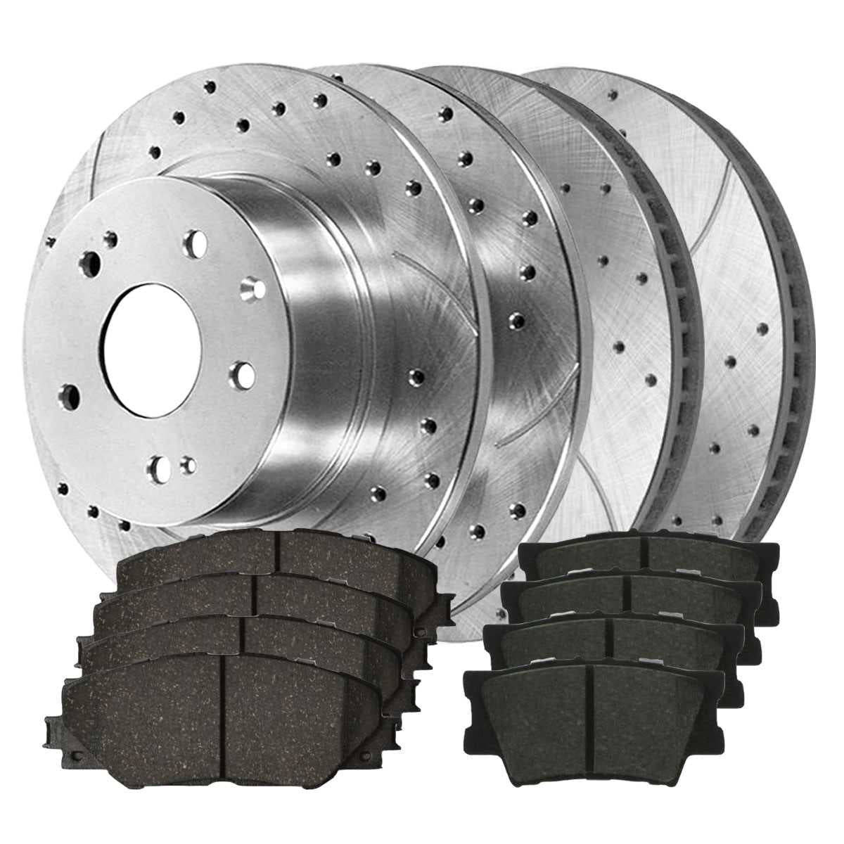 AutoShack Front Brake Kit For 2007-2015 Mazda CX-9 - Drilled & Slotted Rotors With Ceramic Pads, BRK010306542