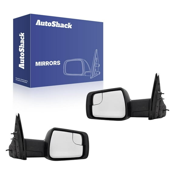 AutoShack Side View Mirrors Power Heated Black for Ram, 1500 2019-2020, 4WD RWD V6 3.0L 3.6L V8 5.7L, Driver and Passenger Side
