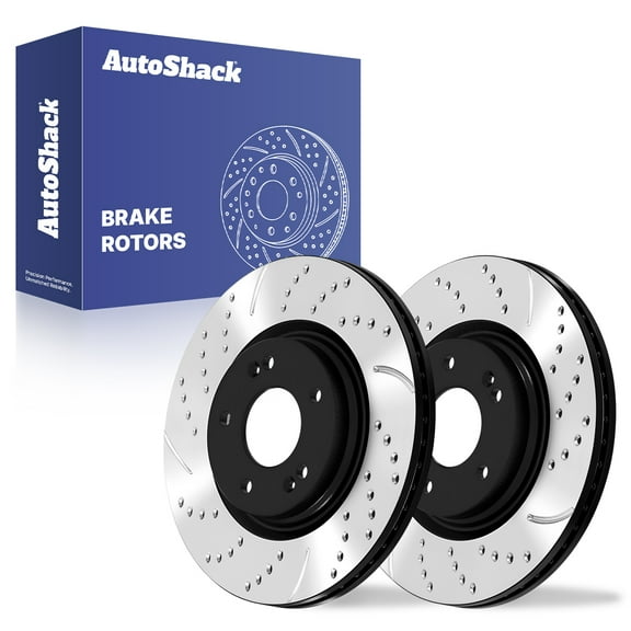 AutoShack 12.01" (305 mm) Front Vented Drilled & Slotted Brake Rotors E-Coated | Replacement for 2015-2019 Hyundai Sonata 2017-2020 Hyundai Elantra 2017-2022 Kia Soul | 2-PC Set | ShadowGuard