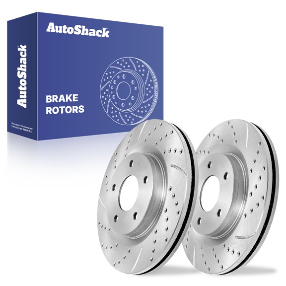 AutoShack Front Brake Rotors for Nissan, Sentra 2017-2019 Juke 2011-2017, AWD FWD L4 1.6L - Silver Zinc Coated Drilled & Slotted - SilverShield Pro - 11.64" (295.7 mm), 5-Lug