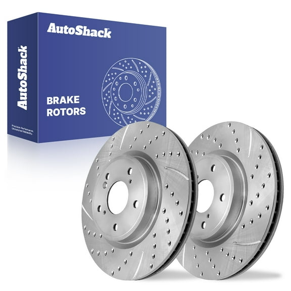 AutoShack 12.28" (312 mm) Front Vented Drilled & Slotted Brake Rotors Coated | Replacement for 2017-2025 Honda CR-V 2018-2024 Honda Accord | Silver Zinc Coated | 2-PC Set | SilverShield Pro
