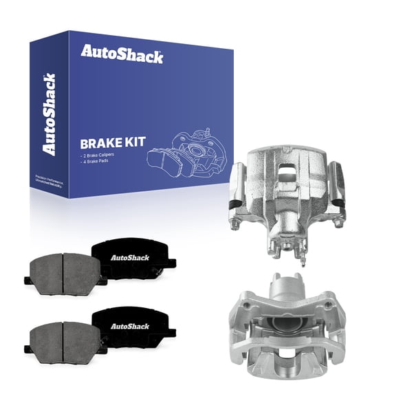AutoShack Front Brake Calipers & Premium Ceramic Brake Pads for Jeep, Compass 2017, 4WD AWD FWD L4 2.0L 2.4L