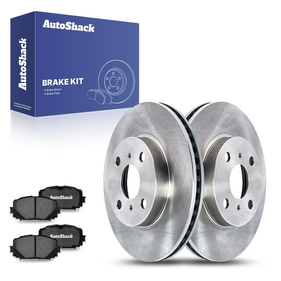 AutoShack 10.04" (255 mm) Front Vented Brake Rotors + Ceramic Brake Pads | Replacement for 2012-2018 Toyota Yaris | 6-PC Brake Kit