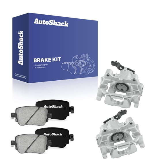 AutoShack Rear Brake Calipers & Ceramic Brake Pads for Volkswagen, Passat 2015, FWD L4 1.8L V6 3.6L